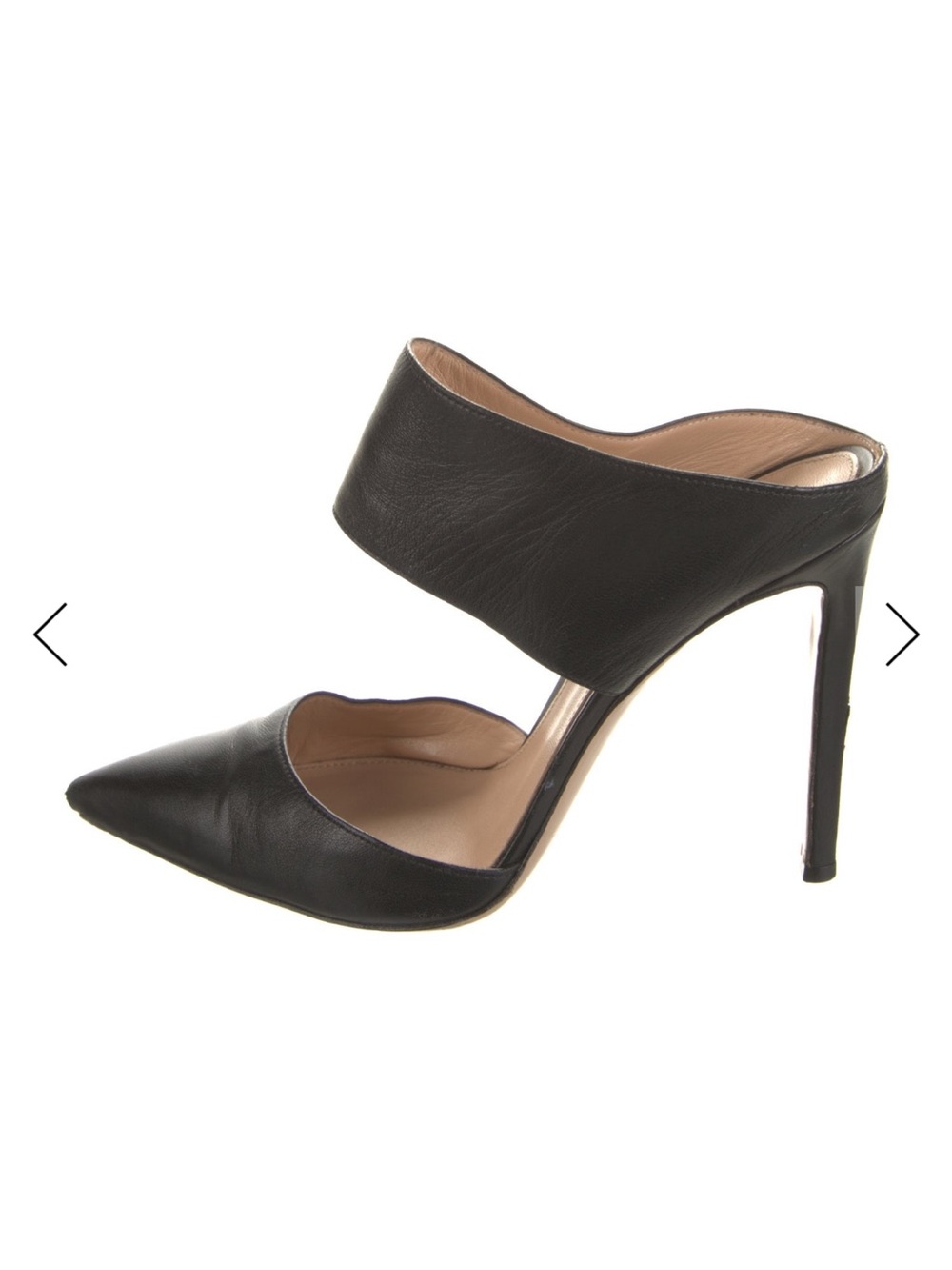 Gianvito Rossi Black Leather Pointed-Toe Double-Band Mules